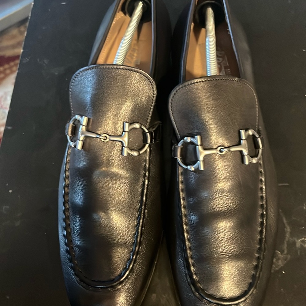 Black Salvatore FerraGamo Leather Dress Shoe